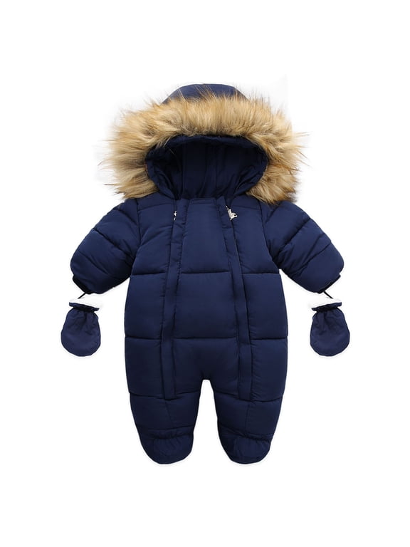 Baby Girl Boy Coat Winter Snowsuit Toddler Jacket Clothes Zipper Jumpsuit Hooded Snow Wear Coat Outwear Streetwear Coats For 12-18 Months