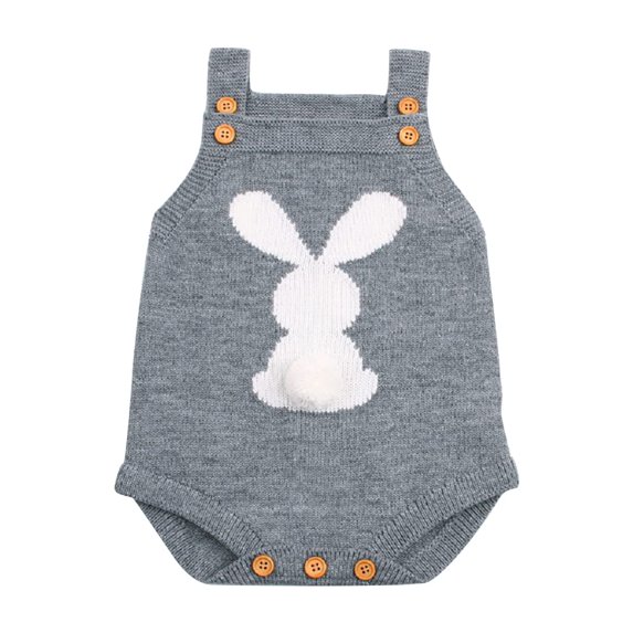 Baby Girl Boy Easter Bunny Romper Sleeveless Knitted Bodysuit Overalls My 1st Easter Outfit Cute Clothes