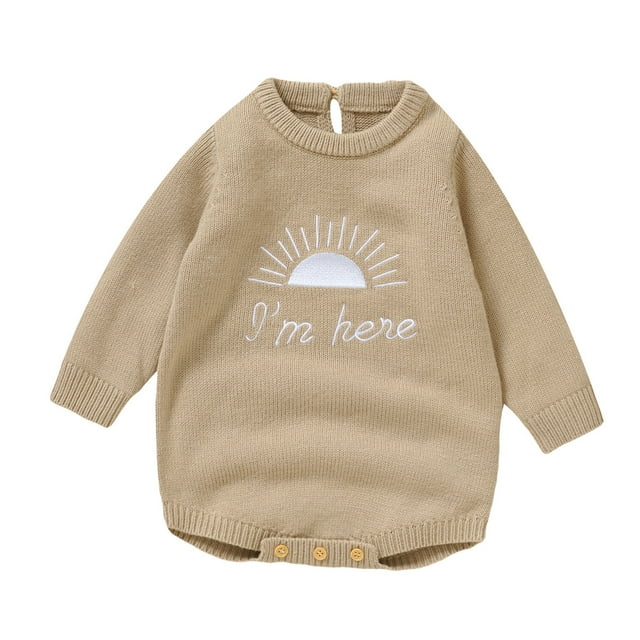 Baby Girl Boy Embroidery Knit Sweater Romper Sweatshirt Long Sleeve