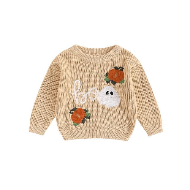 Baby Girl Boy Halloween Knit Sweater Blouse Pullover Sweatshirt Pumpkin