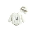 thumbnail image 1 of Baby Girl Boy Halloween Outfits Ghost Oversized Sweater Fleece Romper Onesie Fall Winter Warm Clothes with Hat, 1 of 7