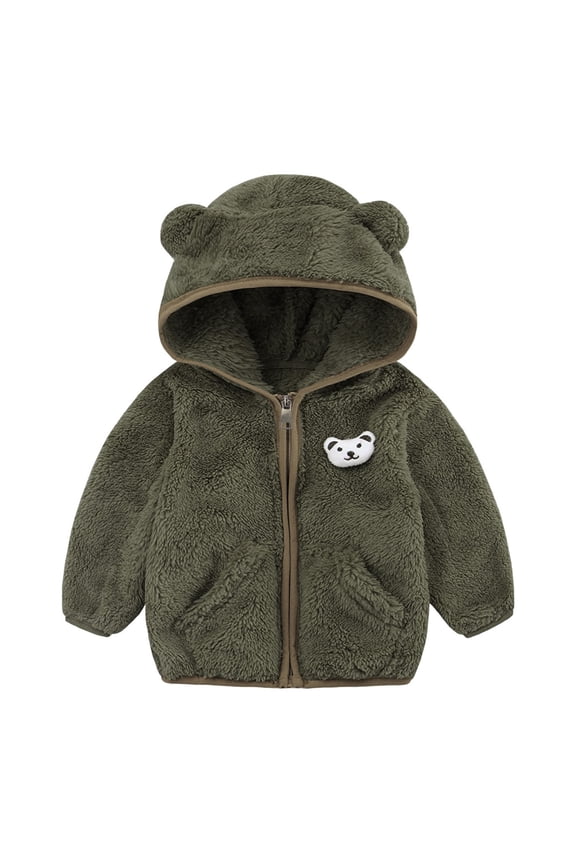 Baby Girl Boy Hooded Jacket Coat Bear Ear Long Sleeve Jacket Cute Warm Outfits Winter Outwear Outfits 6-12 Months