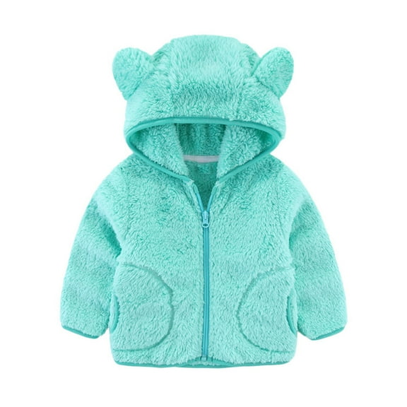Baby Girl Boy Hooded Jacket Coat Bear Ear Long Sleeve Zipper Jacket Cute Warm Coat Tops Winter Coat Outfits 0-12 Months