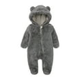 thumbnail image 1 of Baby Girl Boy Jumpsuit Hooded Cute Bear Ear Romper Zipper Warm Outfits Winter Clothes for Baby Girls and Boys 0-3 Months, 1 of 6