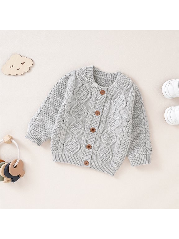 Baby Girl Boy Knit Cardigan Sweater Warm Pullover Tops Toddler Solid Outerwear Jacket Coat Outfit Clothes