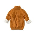 thumbnail image 1 of Baby Girl Boy Knit Turtleneck Sweater Warm Long Sleeve Pullover Fleece Lined Sweatshirt Kids Tops 6 Months to 10 Years (6 Months, Orange), 1 of 6