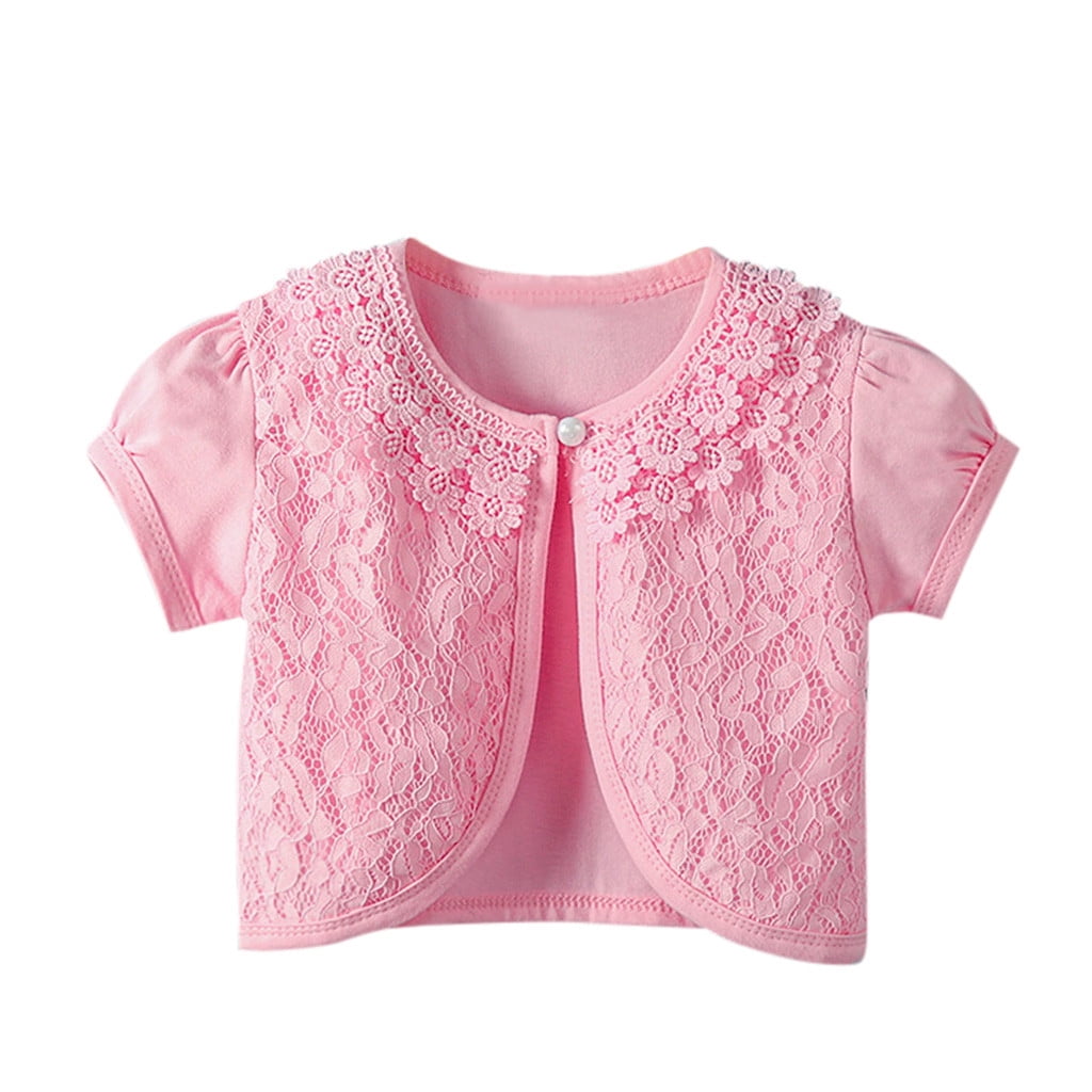 Baby Girl Boy Lace Short Sleeve Princess Bolero Cardigan Tops Size 150 Pink Walmart