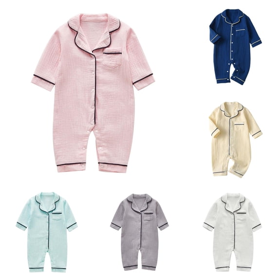 Baby Girl Boy Pajamas Romper Button Up Pajamas Footie Pj's Jumpsuit Clothes Baby Girls Romper 3-6 Months