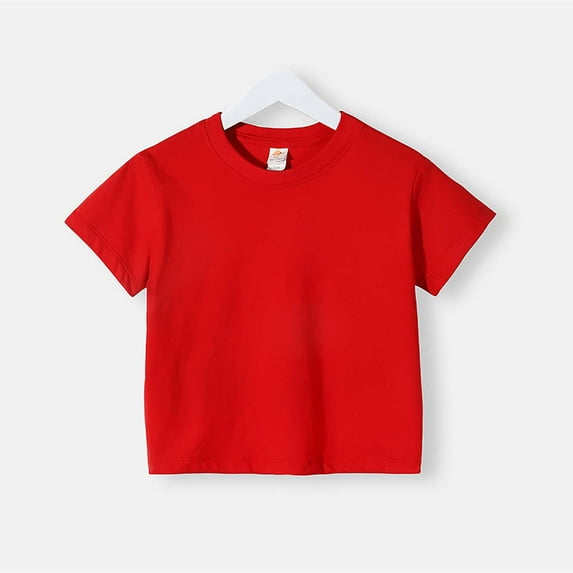 Baby Girl Boy Short Sleeve Shirts New Toddler Baby Boys Girl Comfortable Solid Color Short Sleeve T-Shirt Tops Style B-62 Red 2-3 Years