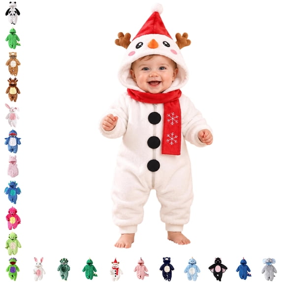 Baby Girl Boy Snowman Costumes Cute Hooded Long Sleeve Jumpsuit Baby Christmas Outfit