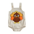 thumbnail image 1 of Baby Girl Boy Thanksgiving Outfit Turkey Romper Corduroy Overalls Sleeveless Straps Jumpsuits Bodysuits Cute Fall Clothes, 1 of 8