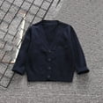 thumbnail image 1 of Baby Girl Boy Toddler Pullover Sweatshirt Tops Children's Casual Solid Color Loose Button Long Sleeved V-neck Top/shirt Navy 7-8 Years, 1 of 4