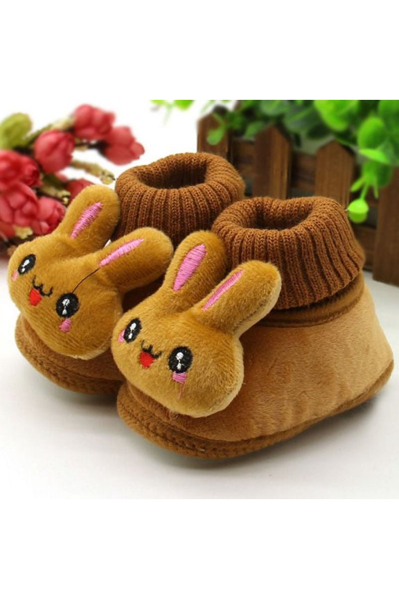 Baby Girl Boy Warm Crib Shoes Newborn Soft Sole Cartoon Booties First Walkers, Khaki