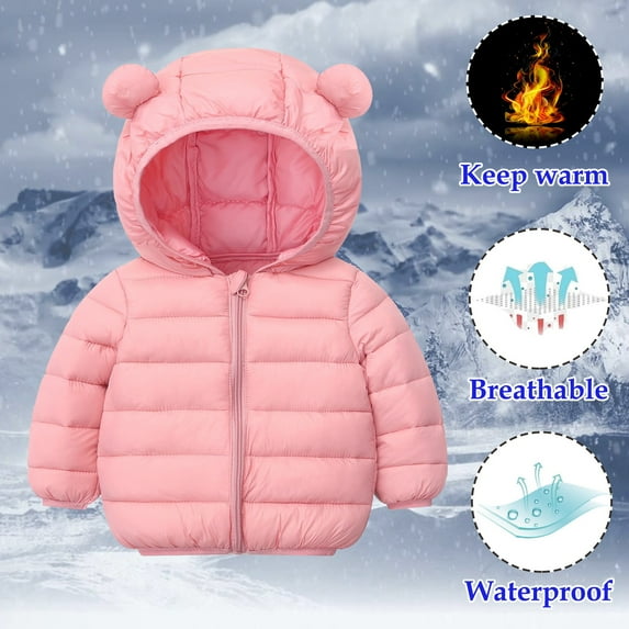 Baby Girl Boy Winter Coats Cute Hooded Jacket Warm Outwear Down Puffer Coat Children's Winter Coat for Toddler Kids 12-18 Months
