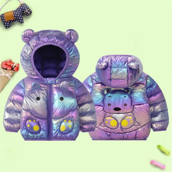 Baby Boys Girls Winter Down Coat Cute Bear Ears Hooded Jacket Zip Up Outerwear Padded Puffer with Pockets Winter Coat Outfits 4-5 Years