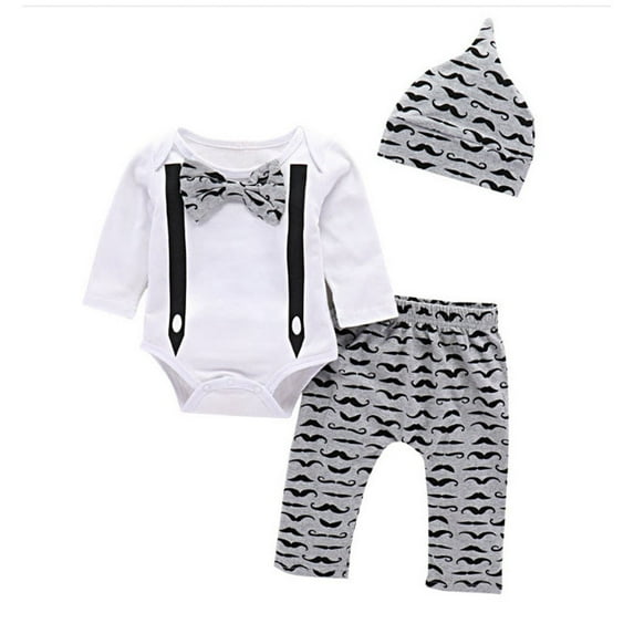 Baby Girl Boys Summer Outfit Baby Girls Long Sleeve Bow Romper + Pants with Hat 3Pcs Summer Clothes Set