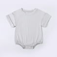 thumbnail image 1 of Baby Girl Bubble Romper Baby Summer Solid Short Sleeve Bodysuits Casual Soft Breathable Romper Playwear Baby Boy Bubble Romper Light Gray 18 Months-24 Months, 1 of 7