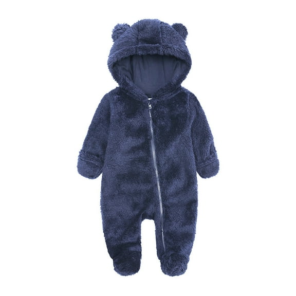 Baby Girl Bubble Romper Long Sleeve Newborn Baby Winter Snowsuit - Bear Outfit Fleece Warm Jumpsuit Romper Hooded Clothes for Infant Girls Boys