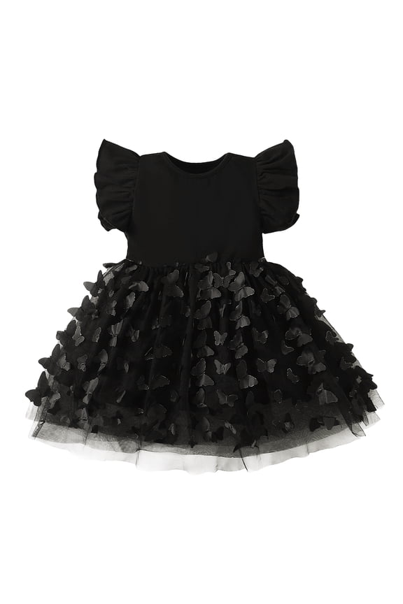 Baby Girl Butterfly Dress Tutu Ruffle Sleeveless Dresses Photograph Party Outfits Birthday Gift