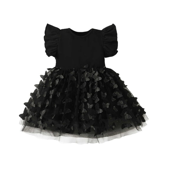 Baby Girl Butterfly Dress Tutu Ruffle Sleeveless Dresses Photograph Party Outfits Birthday Gift