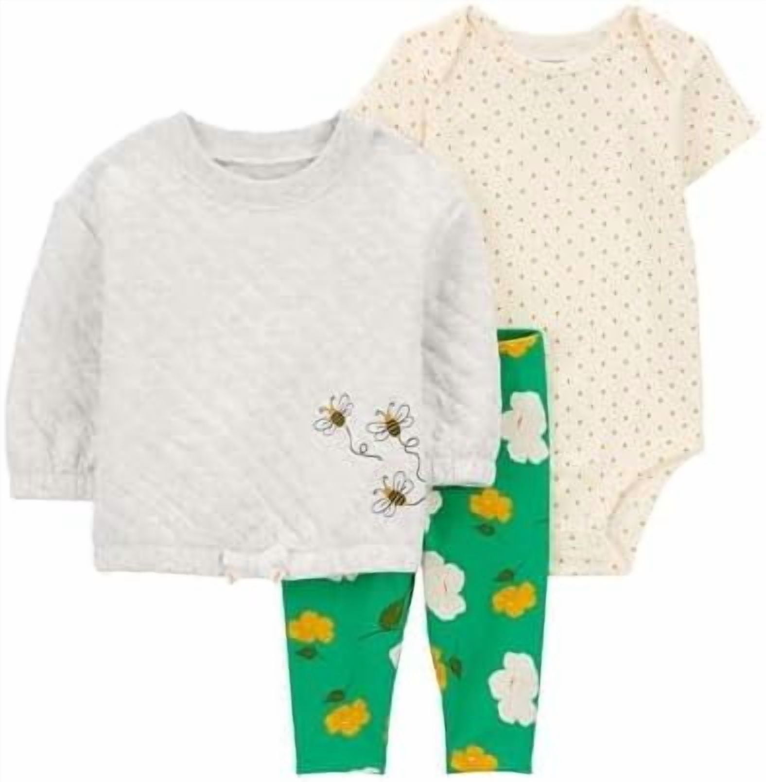 Baby Girl Carter's 3-Piece Quilted Sweater, Bodysuit Pants Set
