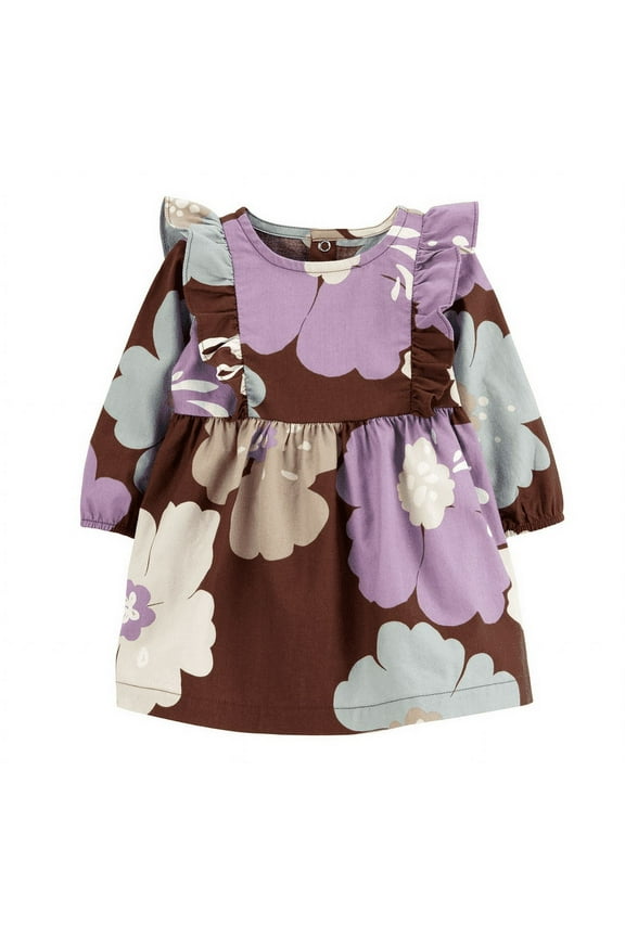 Baby Girl Carter's Floral Flutter Shoulder Twill Dress & Diaper Cover