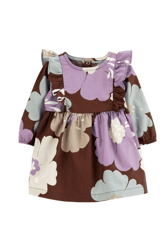 Baby Girl Carter's Floral Flutter Shoulder Twill Dress & Diaper Cover