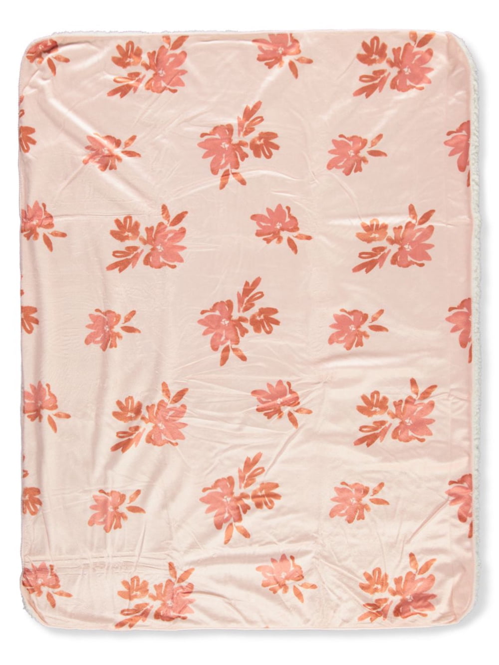 Baby Girls' Pink Floral Reversible Plush Blanket
