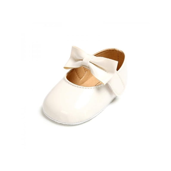 Baby Girl Casual PU Shoes Bowknot Design Anti-Slip Casual Sneakers Toddler Soft Soled Princess Walking Shoes 0-18M