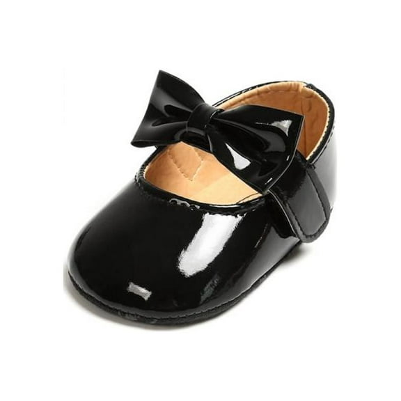Baby Girl Casual PU Shoes Bowknot Design Anti-Slip Casual Sneakers Toddler Soft Soled Princess Walking Shoes 0-18M