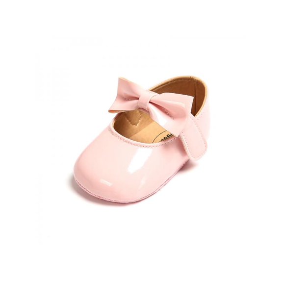 Baby Girl Casual PU Shoes Bowknot Design Anti-Slip Casual Sneakers Toddler Soft Soled Princess Walking Shoes 0-18M