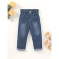 thumbnail image 1 of Baby Girl Cat Scratch Dual Pocket Paperbag Waist Tapered Jeans, 1 of 4