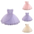 thumbnail image 1 of Baby Girl Christening Gown with Bowknot & Flower Embroidery Tutu Dress for Baptism and Everyday Wear, Ages 3-12 Years, 1 of 6