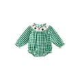 thumbnail image 1 of Baby Girl Christmas Outfit Plaid Gingerbread Smocked Bubble Romper Santa Puff Long Sleeve Bodysuit Fall Winter Xmas Clothes, 1 of 1