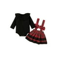 thumbnail image 1 of Baby Girl Christmas Plaid Outfit Long Sleeve Ruffle Romper Tops Suspender Skirt Overall Dress, 1 of 9