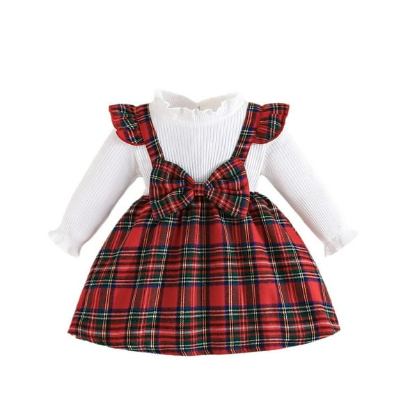 Nvatorfox Infant Christmas Dress Cloth Christmas Ruffle Long Sleeve