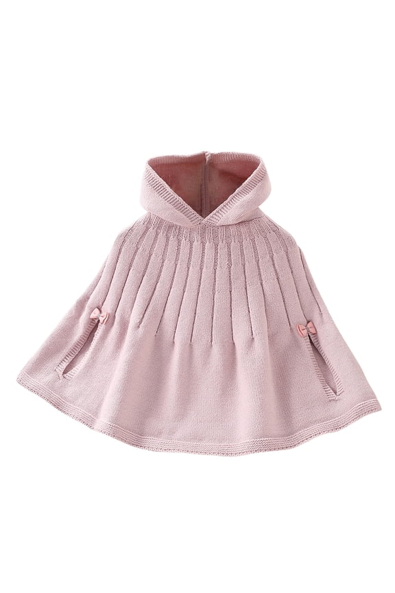 Baby Girl Cloaks Soft Warm Knitted Poncho Toddlers Cape Cloak with Bowknots 6M-5T Cute Winter Fall Outerwear (3 Years, Purple)