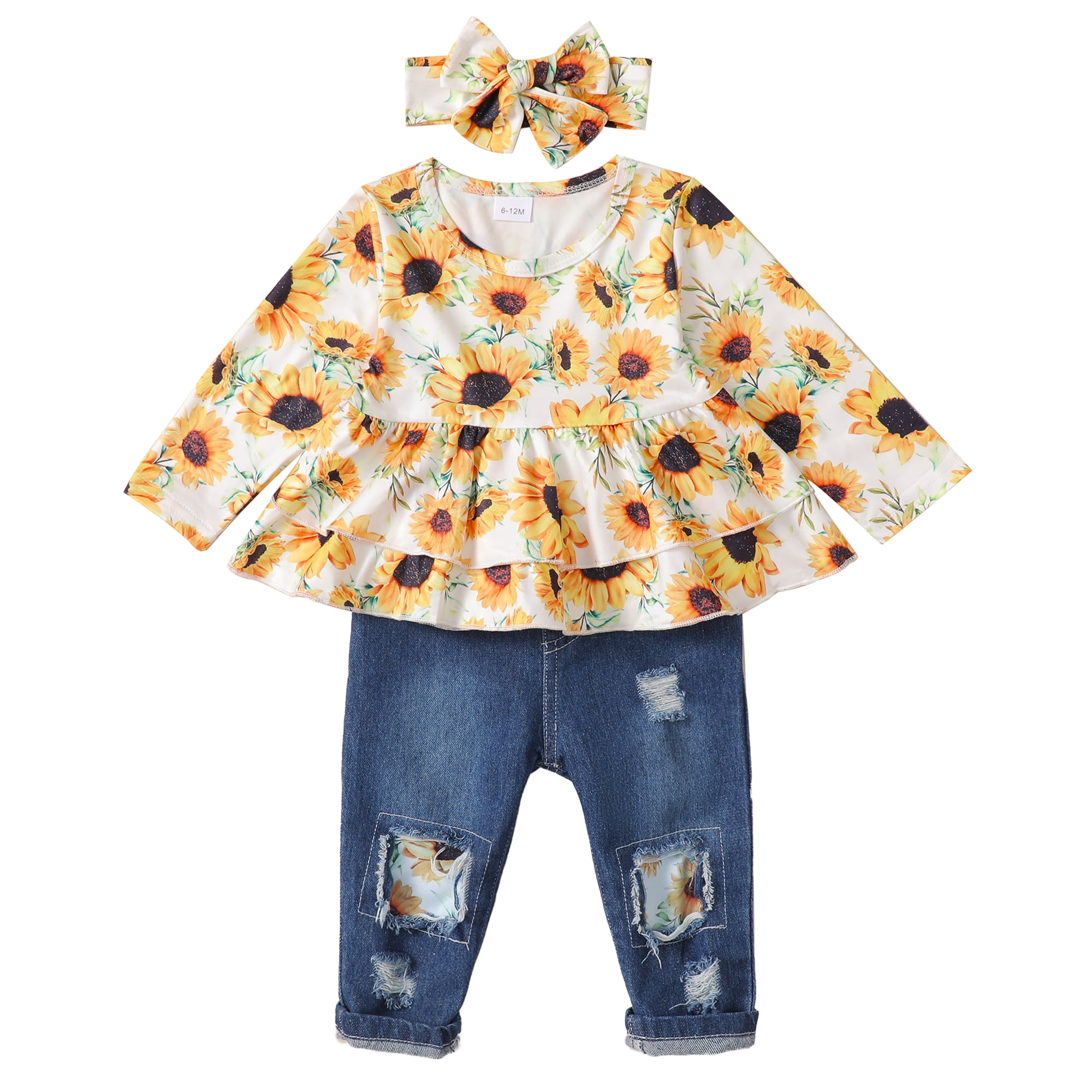 Baby Girl Clothes 12 18 24 Months Outfits For Infant Toddler Denim Girls' Clothing Ruffle Top