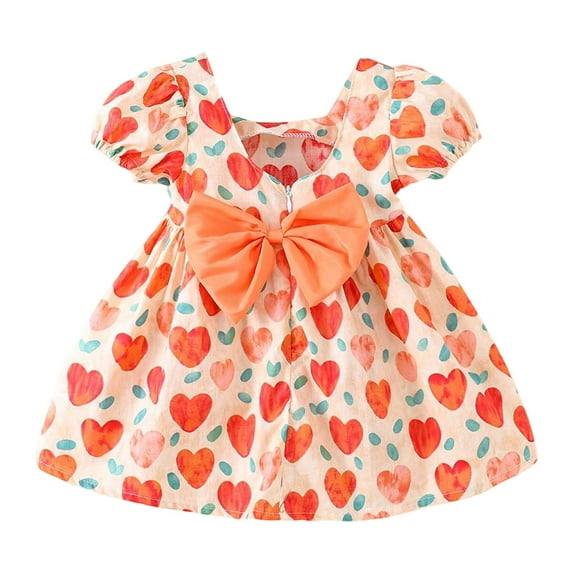 Baby Girl Clothes 12 Months Summer Puffy Dresses for Baby Girls 1012 Floral Dress Easter Princess Dress Bow Tutu Dress Spring Summer Beach Vacation Clothes &Orange( 6-12 Months)