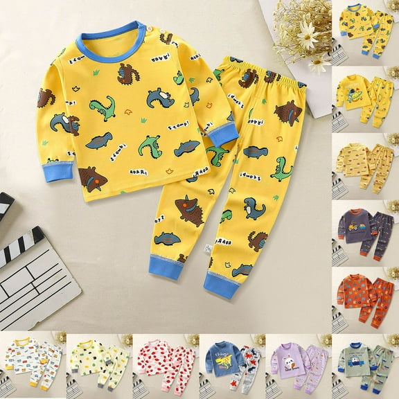 Baby Girl Clothes 12 Months Toddler Boys 𝗣ajamas & Dailywear Set Little Girls Fall Winter Round Neck Pants Baby Stripe Set Home Set 2PC Long Sleeve 𝗣ajamas Set 3 6 9 12 18 24 Months