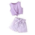 thumbnail image 1 of Baby Girl Clothes 2 Piece Outfits Tie Knot Tank Top and Paperbag Waist Pocketed Summer Short Sets Toddler Girls Cotton Clothing Sets 7Y, 1 of 7