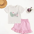 thumbnail image 1 of Baby Girl Clothes 6-12 Months Toddler Girl Golf Outfits Baby Fly Sleeve T-shirt Tops+Ruffle Trim Shorts 2Pcs Girls Summer Clothes, 1 of 3