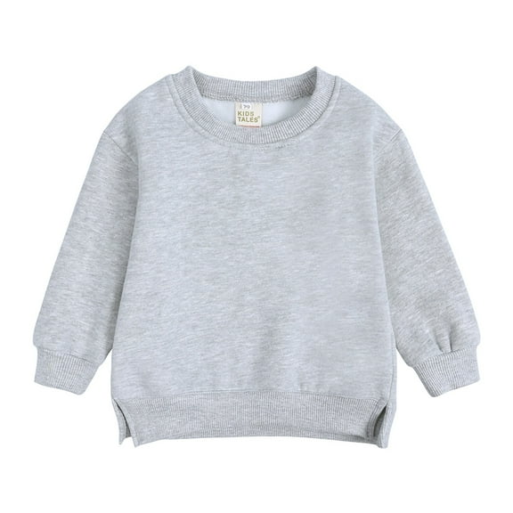 Baby Girl Clothes 6-9 Months Sweatshirts For Girls Toddler Baby Boy Girl Fleece Pullover Sweatshirt Solid Color Crewneck Blouse Shirt Tops Warm Fall Winter Clothes Grey 6-9 Months