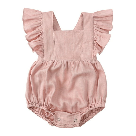 Baby Girl Clothes Baby Girl Romper Ruffle Sleeveless Jumpsuit Solid Color Bodysuit Baby Girl Outfits