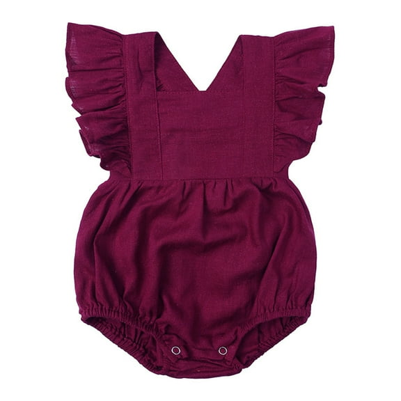 Baby Girl Clothes Baby Girl Romper Ruffle Sleeveless Jumpsuit Solid Color Bodysuit Baby Girl Outfits