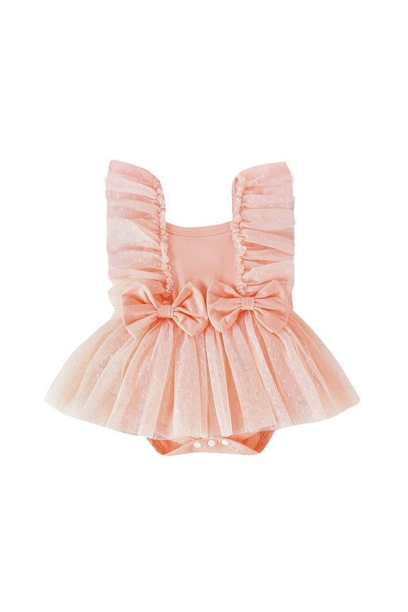 Baby Girl Clothes Cute Baby Girl Romper Dress Ruffle Romper Skirt Tutu Jumpsuit Square Neck Dress Princess Summer Clothes for Kids Girls 12-18 Months