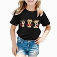 thumbnail image 1 of Baby Girl Clothes Cute Print Short Sleeve T Shirt Round Neck Toddler Girls Clothes for Daily Wear Black 9-10 Years, 1 of 5
