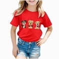 thumbnail image 1 of Baby Girl Clothes Cute Print Short Sleeve T Shirt Round Neck Toddler Girls Clothes for Daily Wear Red 11-12 Years, 1 of 5