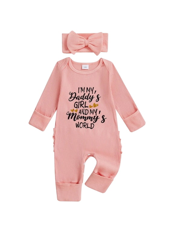 Baby Girl Clothes Fall Winter Baby Girl Romper Jumpsuit Newborn Preemie Hospital Coming Home Clothes with headband