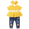 thumbnail image 1 of Baby Girl Clothes Floral Short Sleeve Yellow Daisy Ruffle Tops Ripped Denim Jeans Baby Girl Summer Clothes 9-12 Months, 1 of 6